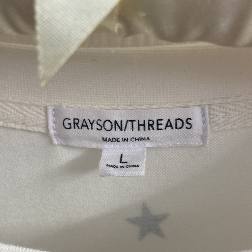 Women's Star Print Sweatshirt - White and Blue - Picture 5 of 6
